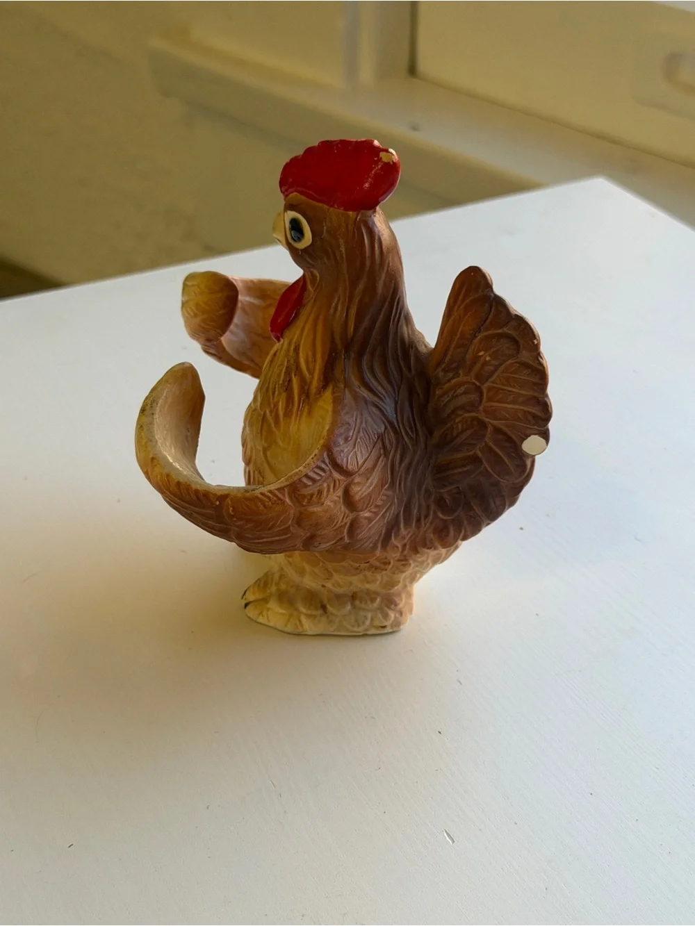 Vintage 1950s Japan Ceramic Rooster Chicken Salt & Pepper Shaker Holder Figurine
